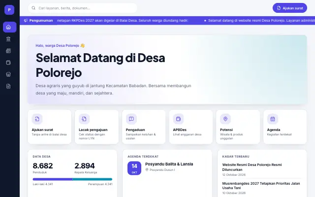 Tampilan tema Aplikasi Desa