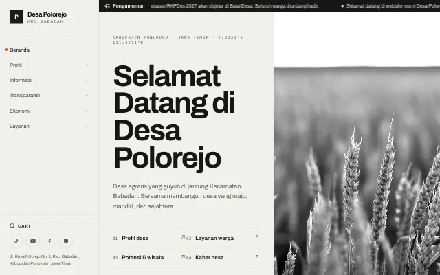 Tampilan tema Arsitek