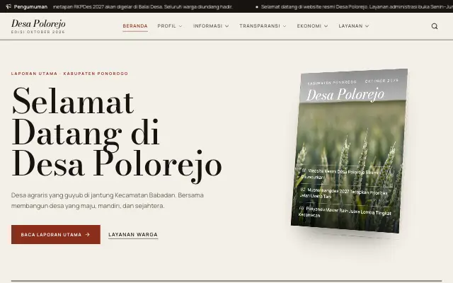 Tampilan tema Folio