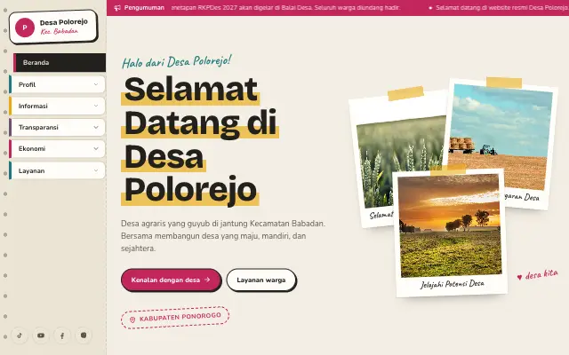 Tampilan tema Kolase