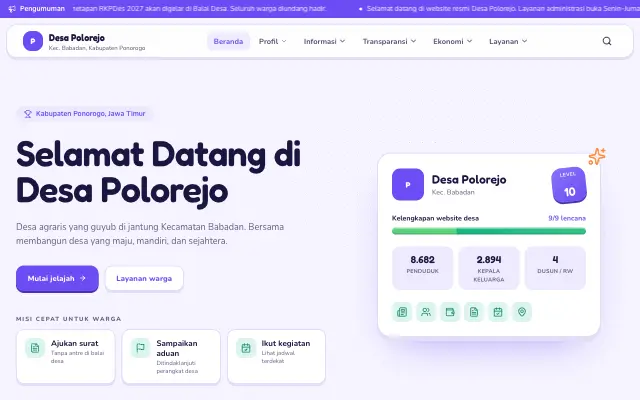 Tampilan tema Misi Desa