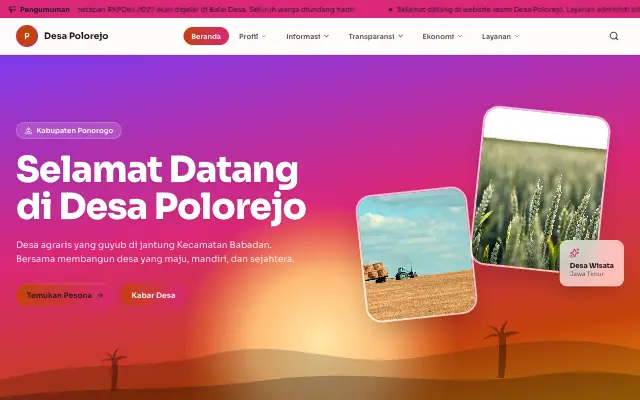 Tampilan tema Senja