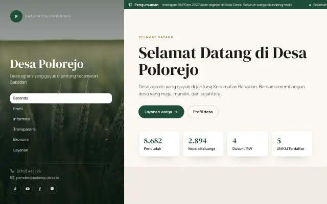 Tampilan tema Sisi