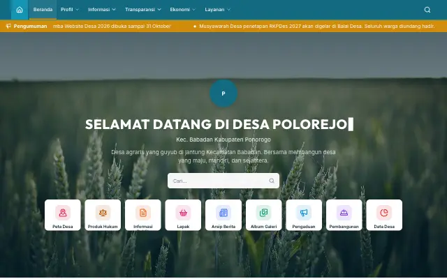 Tampilan tema Telaga